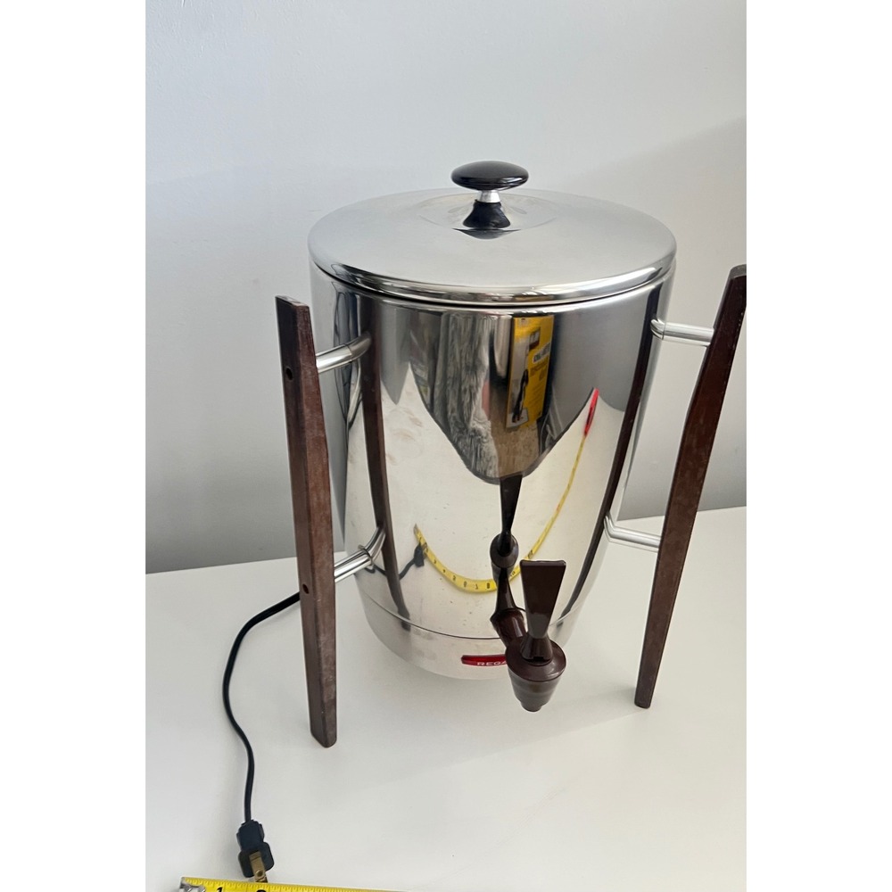 Regal K1330 Vintage 10-30 Cup Stainless Steel Coffee Maker MCM Wood Legs Urn